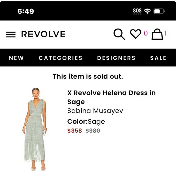 Sabina Musayev X Revolve Sleeveless Helena Dress in Sage Size M - Picture 4 of 10